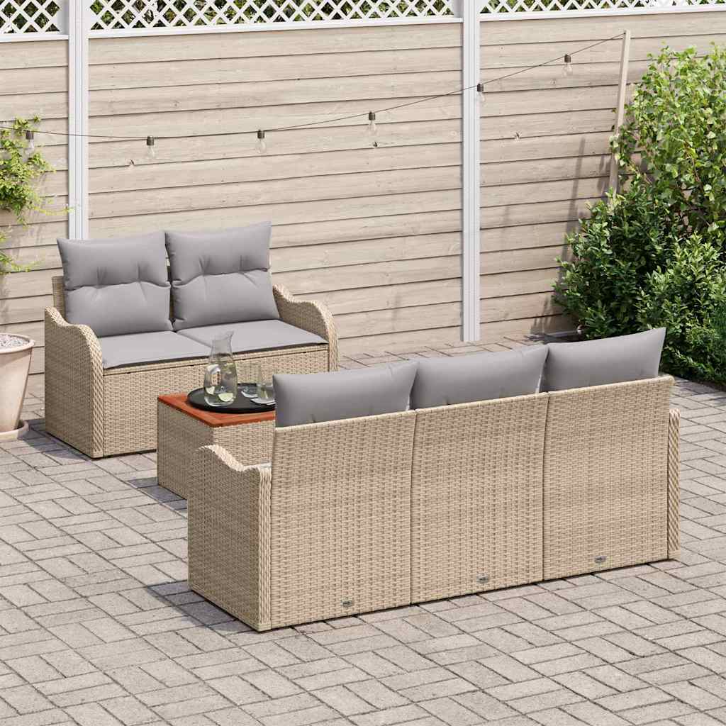 Garten-Sofa-Set 6 pcs Beige und Hellgrau 55 x 55 x 37 cm